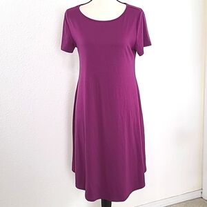 HIBLUCO Purple Short Sleeve A-Line Dress, size Medium
